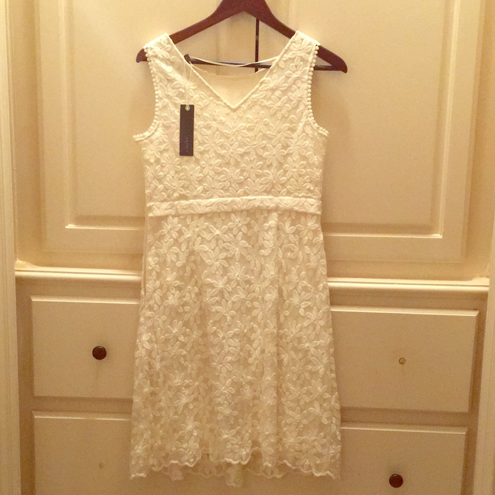 Esprit dress NWT 6 white with floral detail